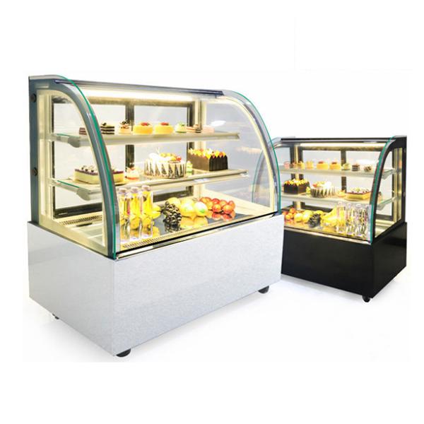 Curved / Right Angled Transparent Glass Stainless Steel Material With Multiple Shelves Cake Freezer