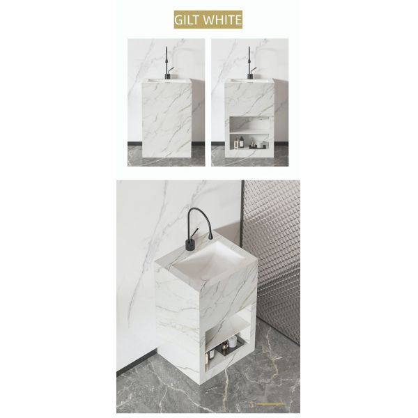 Customized Sintered Stone Full Pedestal Wash Basin Rectangular For Cloakroom