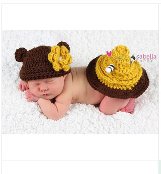 brown Small raccoon Photography Prop Crochet Hats Animal Hat Cap animal costume set