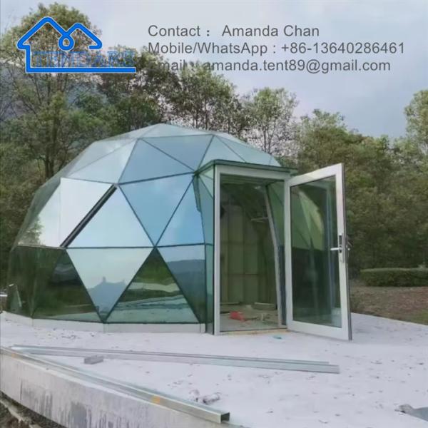 Glamping comercial ao ar livre Casa Iglu Casa de vidro Tenda Geodésica Cúpula Tendas Com Banheiro