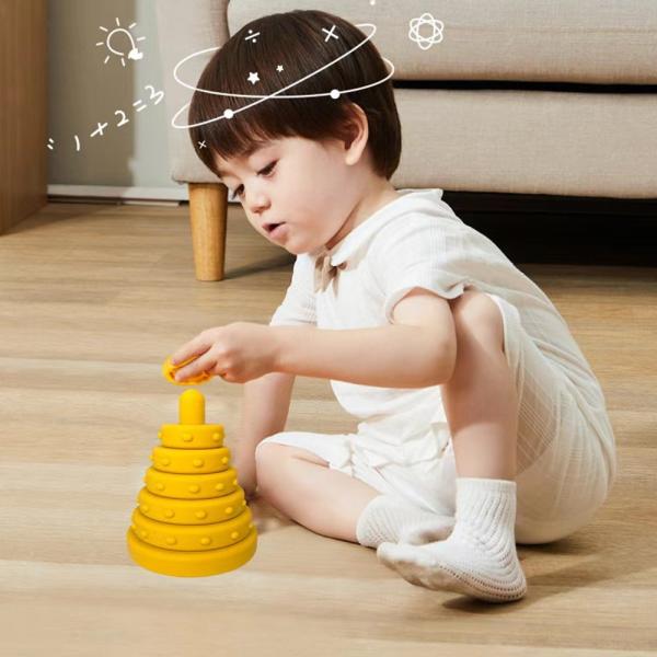 O silicone sem chumbo que empilha Toy Food Grade Early Learning brinca para infantes