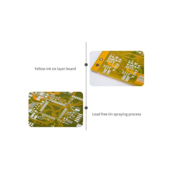 Yellow Lead Free PCBA SMT 6 Layer PCB Fabrication Tin Spraying Process