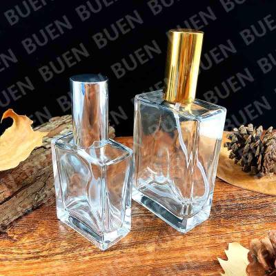 LOGOTIPO feito sob encomenda do quadrado longo claro vazio das garrafas de vidro 100ml 58mm do perfume