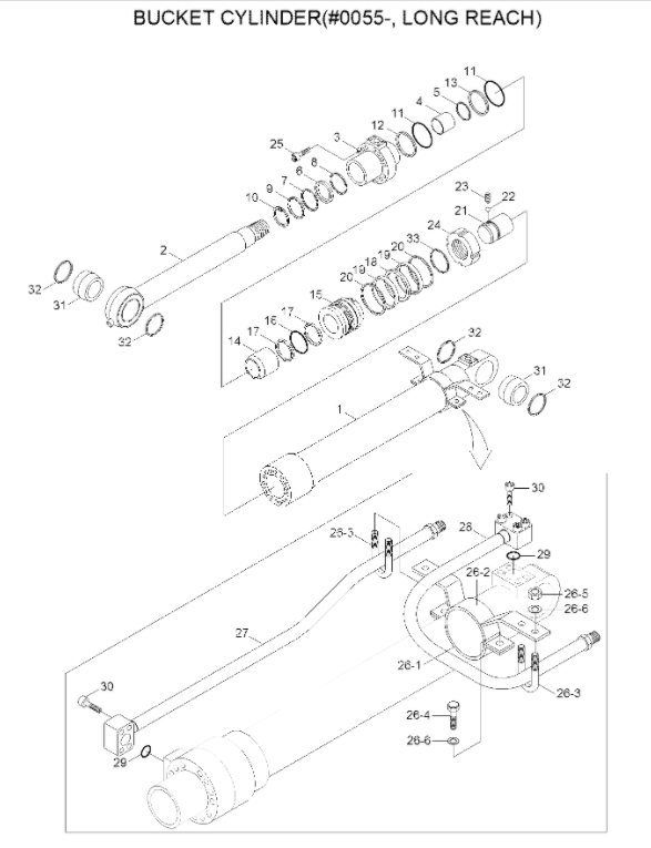 Máquina escavadora Spare Parts do pistão do cilindro da cubeta de Belparts R210LC-7 31Y1-03810