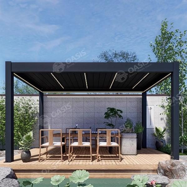Heavy Duty Aluminum Louvered Outdoor Pergola Remote Control For High End Applications
