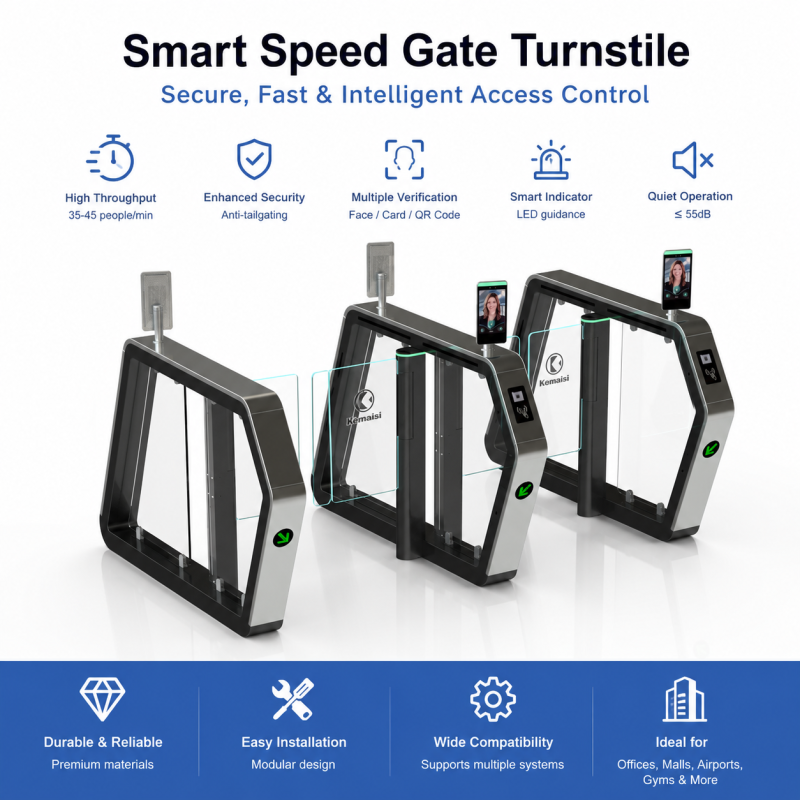 Office Speed Gate  Face Recognition Anti-tailgating Multi System Compatibility Servo Motor Silent Operation