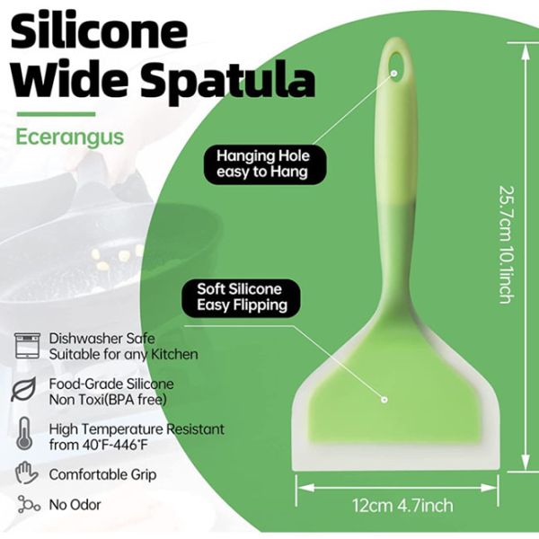 Kitchen Non Stick Rubber Silicone Pancake Flipper Spatula Heat Resistant