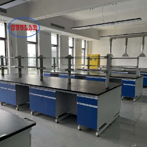 Customized Chemistry Lab Bench Manufacturers with Multi-Functional Socket and Ceramic Valve Core Faucet