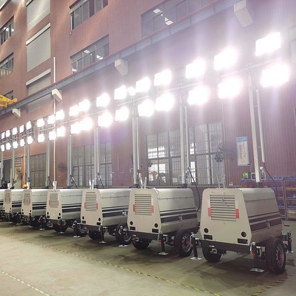 Construction Movable Diesel Light Tower 9m High Mast Telescopic Diesel Light Tower Trailer Light Tower