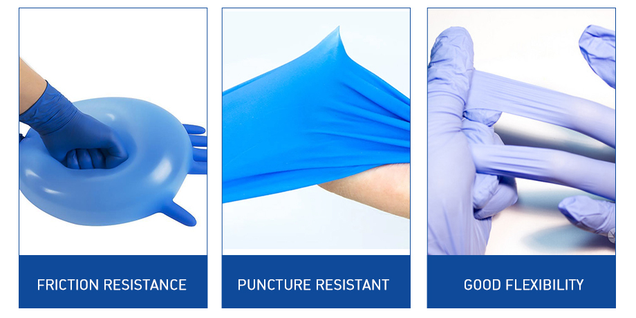 Beaded Cuff Non Sterile Powder Free Gloves Comfortable Fit Powderless Nitrile Gloves Pink
