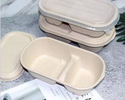 único e trigo descartável de duas grades Straw Paddle Degradable Lunch Box de 1000ml