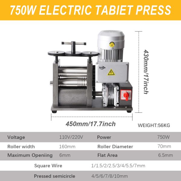 Tooltos 1HP eléctrico Tablet Press Molino de rodadura máquina para joyería