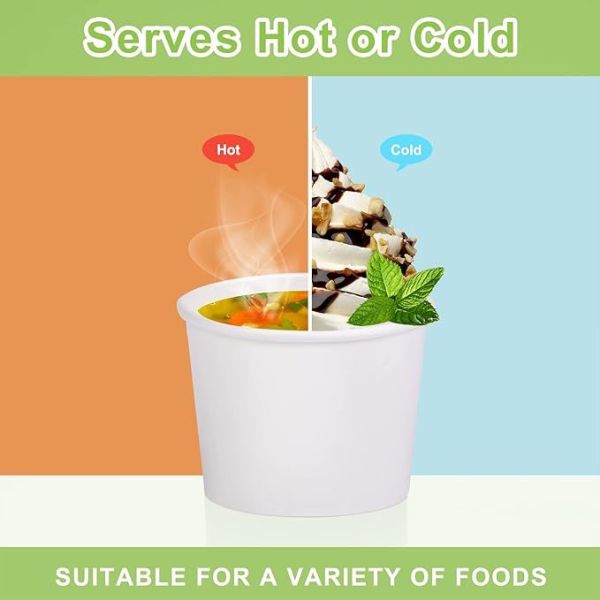 Vaso de papel para helado de 4oz-32oz, apto para microondas, a prueba de fugas, con tamaño personalizado