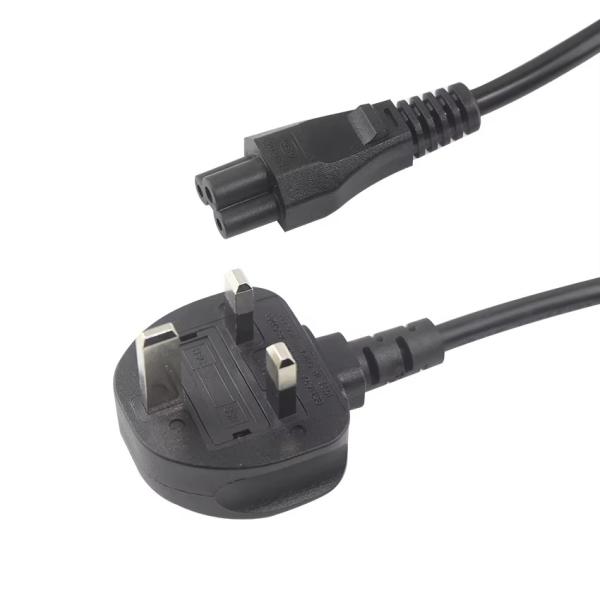 UK 3-Pin Plug to C5 Power Cord 250V 5A for Laptops Monitors