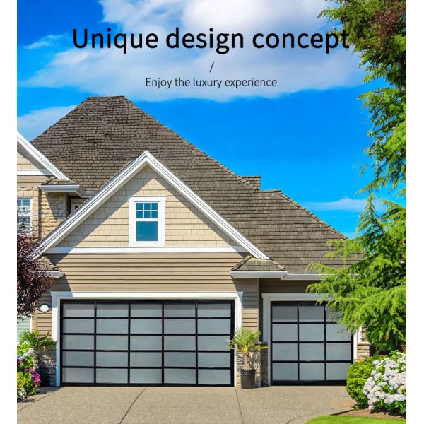 Porte de garage sectionnelle automatique personnalisée en aluminium sans cadre en alliage d'aluminium et verre, haute sécurité, étanchéité à l'eau classe 3, transparente