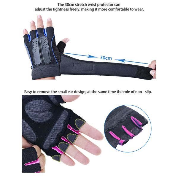 OEM Exercise Training Pink Half-Finger Weight Lifting Gloves For Women