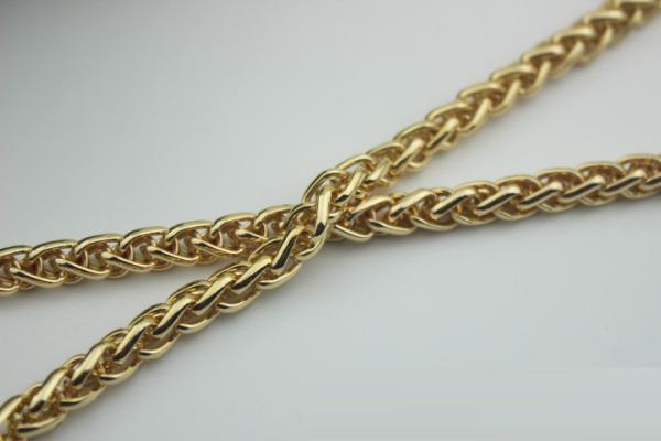 Super quality cheaper twist flower light gold 7 mm width iron metal handbag chain
