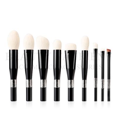 Luxe Premium Standup 9pcs High End Makeup Brush Set Gun Metal Snowflake Handle