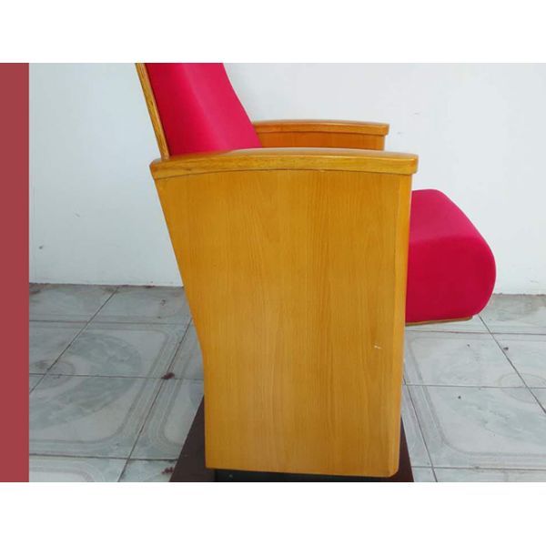 High back  red Auditorium Seats with wooden side board company logo