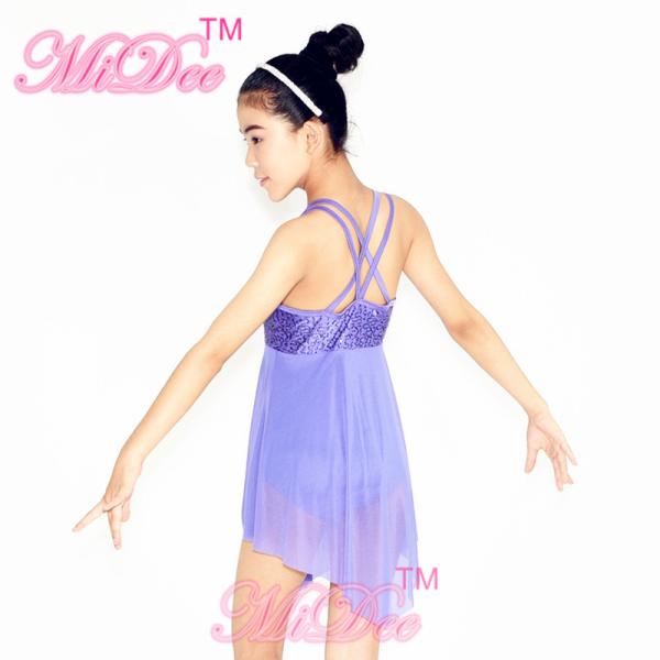 Modern Dance Costumes Sweet Heart Cut Bust Attached With Mesh Neck Tricorn Cut Skirt