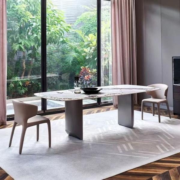 Sintered Stone Mable Top Dining Table Set for Home Marble Metal Dining Table