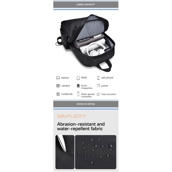 Men Women Business Computer Backpack Convenient Lightweight with USB Interface