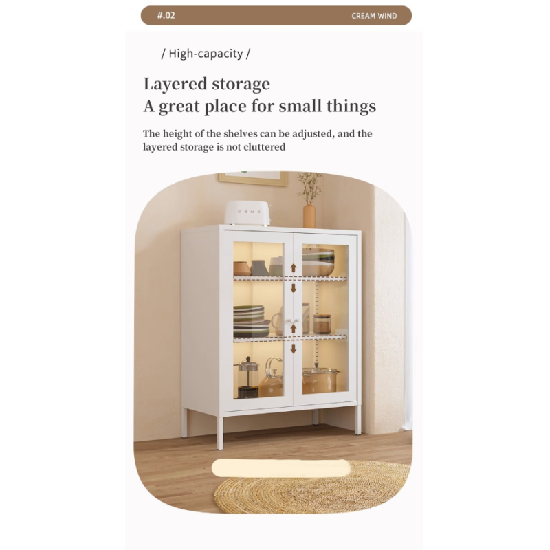 Modern Ultra-Thin Metal Sideboard Buffet Cabinet With 2 Steel Doors Dining Room Furniture for Home Use Living Bedroom Storage