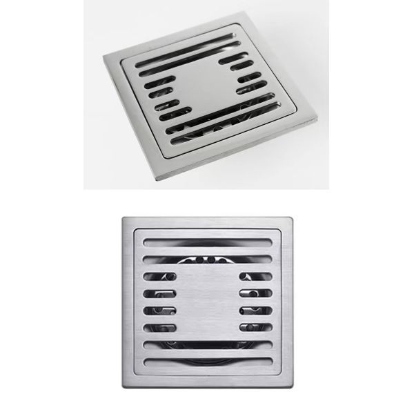 4 Inches Mirror Polished Silver Shower Floor Drain With Removable Filter Hair Sundries Cover