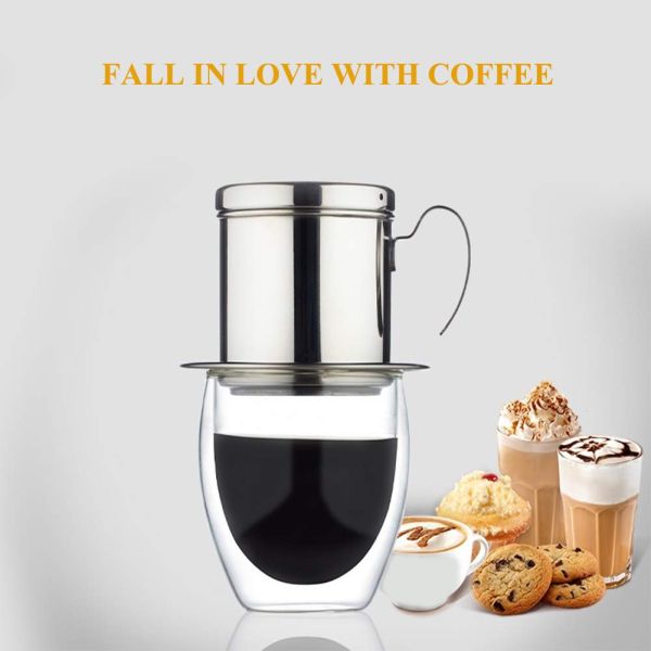 Stainless Steel Coffee Drip Brewer  Reusable Phin Infuser Strainer Pot