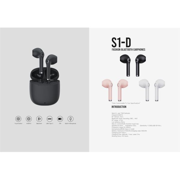 True Wireless Slim Tws Earbuds 5.3 Bluetooth High Bass IPX5 Water Resistance