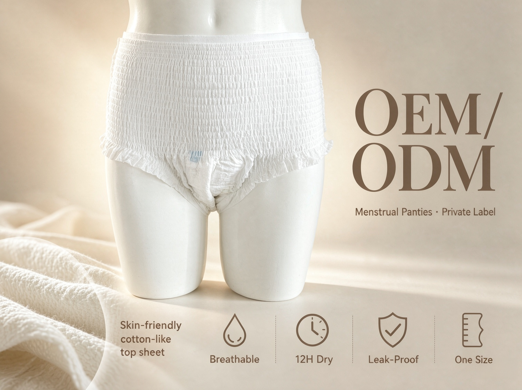 3D Waistband Premium Disposable Period Panties soft moisture wicking underwear