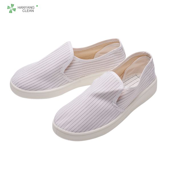 Food factory cleanroom stripe canvas PVC outsole shoe breathable esd antistatic working shoes