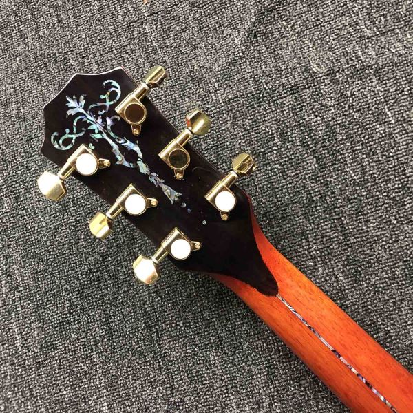 Custom 40 Inch All Solid KOA Wood Solid Rosewood Back Side Real Abalone Acoustic Guitar with BB Band Pickup