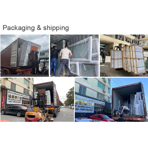 Grandsea Factory Direct High Quality Porte Wooden Grain Waterproof External Aluminum Sliding Double Tempered Glass Doors