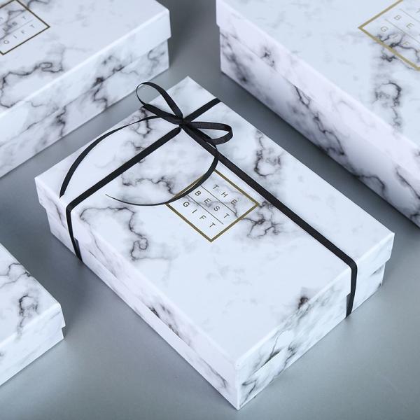 Caixa de cartão de preferência de mármore branco impresso embalagem de presente para convite de casamento