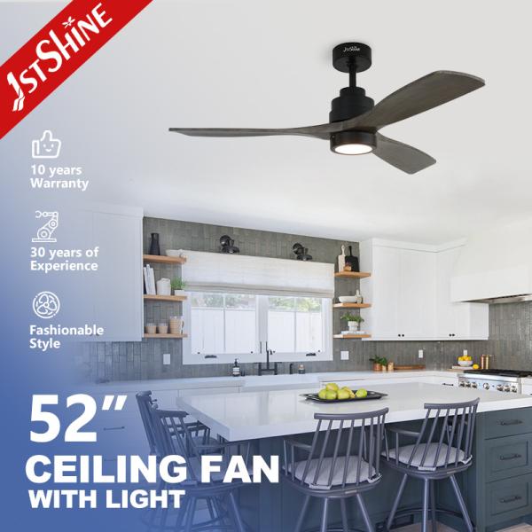 Commande à distance intelligente Lampe de ventilateur de plafond à lampes en bois à 6 vitesses et moteur en cuivre CC