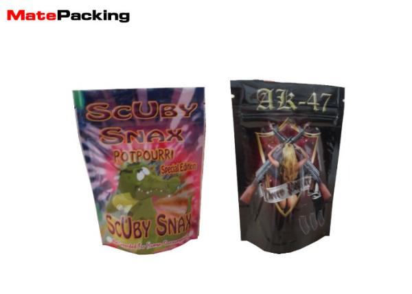 Stand Up Aluminum Foil Plastic Tobacco Pouch Child Proof Zipper Bags Moisture Proof