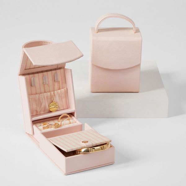 Vegan Leather Jewel Case Necklace Ring Storage Bag Portable Luxury Foldable Custom Logo