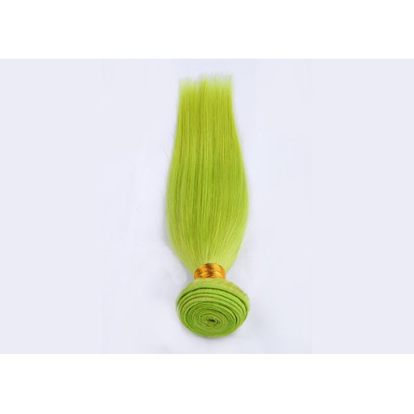 Fluorescent Green Virgin Human Hair Extensions No Shedding 100g / Pack