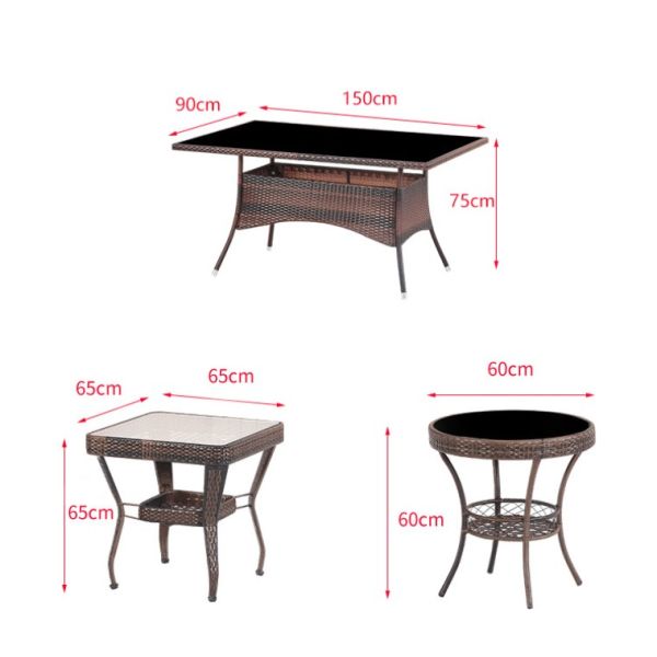 Garden Chair Set 7-Piece Wicker Patio Dining Furniture with Rectangular and Round Table