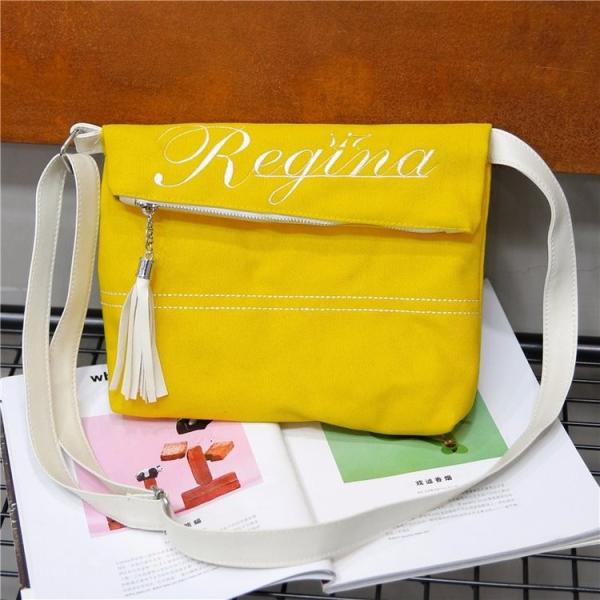 2018 new embroidered tassel single shoulder canvas bag Japan and south Korea fashion single shoulder messenger bag