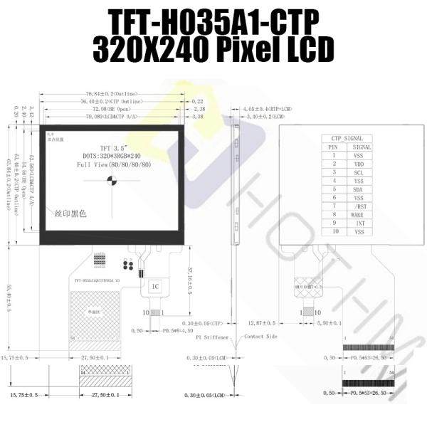 3,5 écran tactile 320x240 d'affichage à cristaux liquides TFT pour le moniteur de Pcap d'instrumentation de véhicule