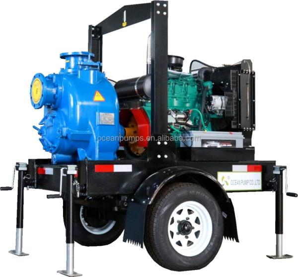 6 8 10 12 Inch Mobile Diesel Engine Water Pump Self-Priming Trailer Sewage Pump
