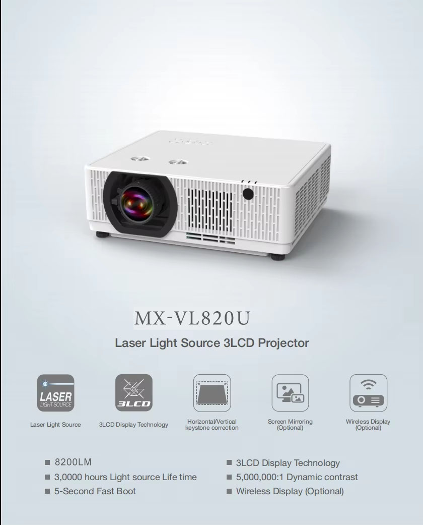 3LCD Laser Projectors 8200 ANSI Lumens Full HD Cinema Education Business Classroom Meeting Room Museum Smart Projectors