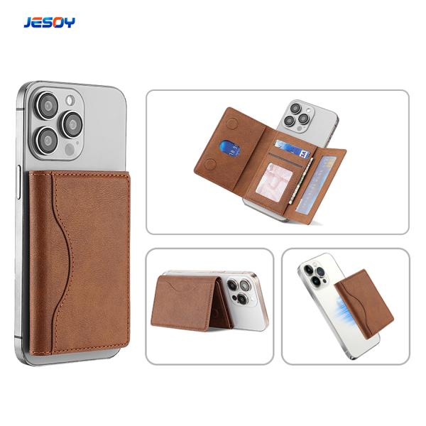 Flip iPhone Leather Wallet Luxury Magsafe Card Holder Stand OEM / ODM For IPhone