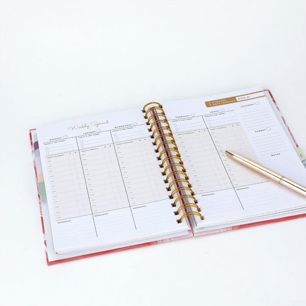 Spiral Binding Custom Marble Printing 2024 Dairy Daily Weekly Monthly Journal Planner