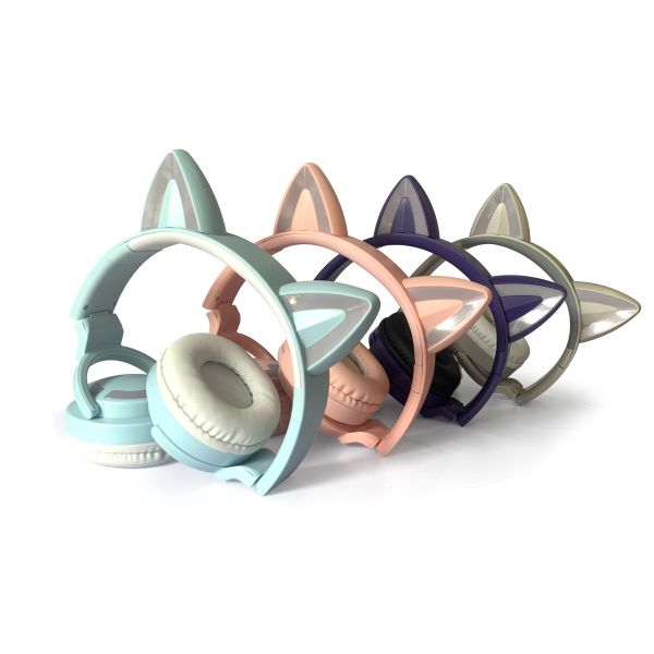 Наушники СИД уха кота шлемофона Bluetooth стерео детей беспроводные