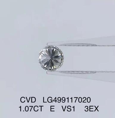 1.07 Ct 3EX Round Lab Grown Diamond Jewelry CVD VS1 E Color Diamond