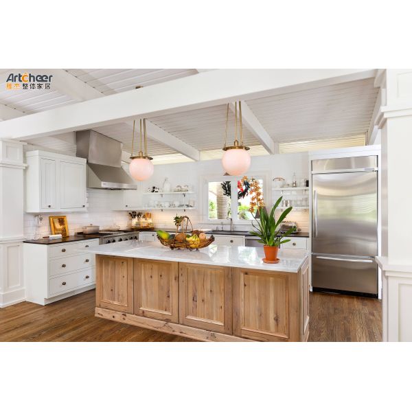 Tamanho personalizado Mobiliário de cozinha de madeira maciça gabinete de cozinha com armário cinza