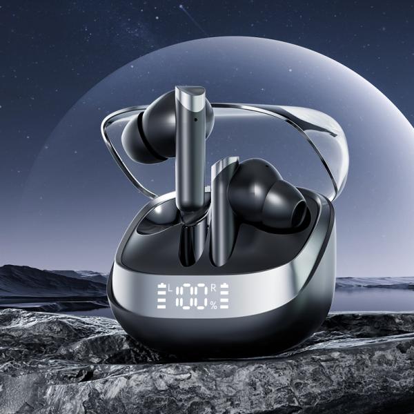 ETEK Wireless Earphones Bluetooth 5.4 ANC Earphone F10 Copper Ring Speaker 300mAh Case Black White Complexion